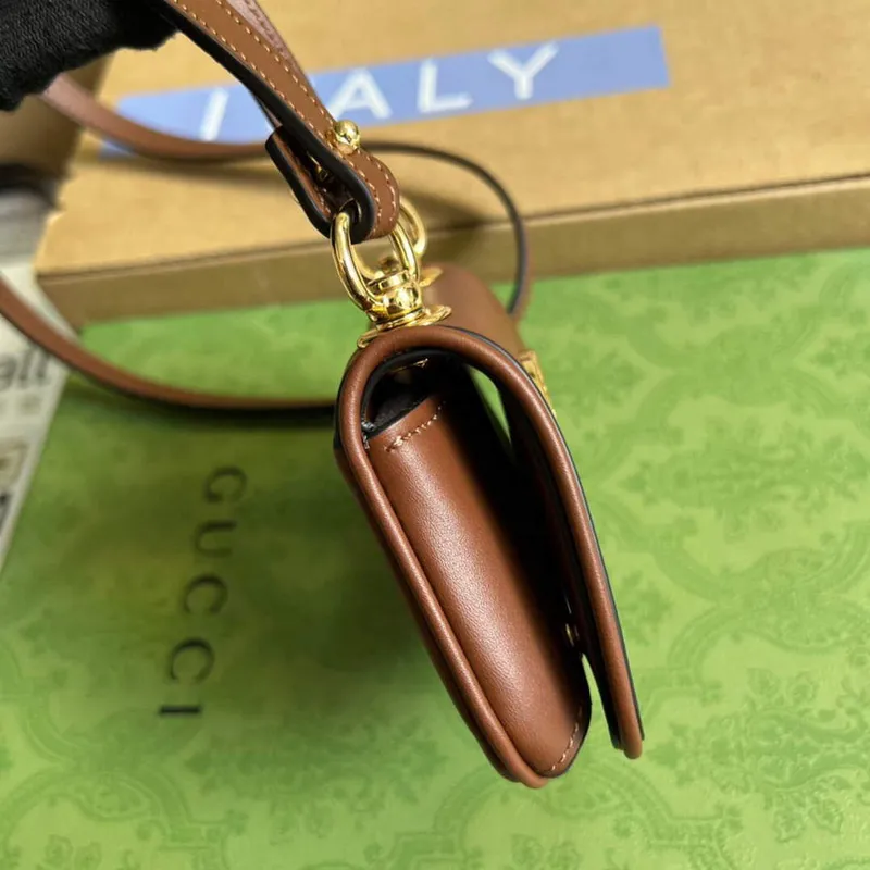 Gucci 698635 Gucci Blondie Mini pouzdro na karty peněženka tmavě hnědá