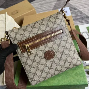Gucci 681021 GG Supreme messenger taška Hnědá