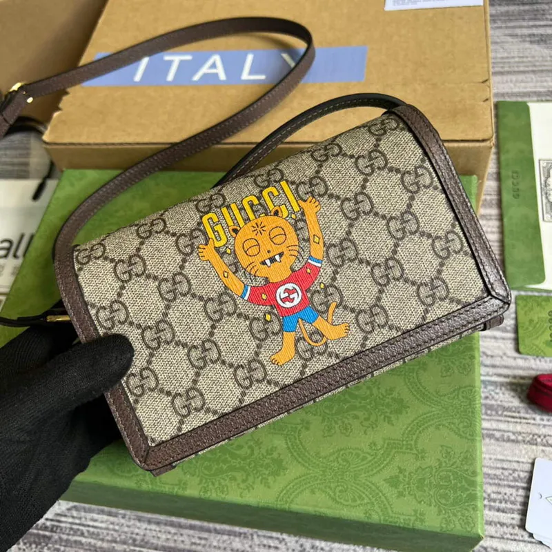Gucci 700733 mini taška s potiskem kočky