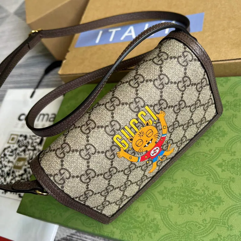 Gucci 700733 mini taška s potiskem kočky
