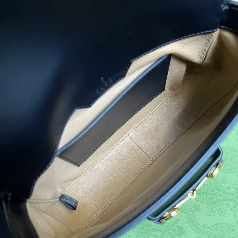 Gucci Horsebit 1955 mini taška z ještěrčí kůže 675801 černá kůže