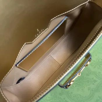 Gucci Horsebit 1955 mini taška z ještěrčí kůže 675801 zlatá kůže