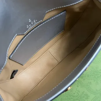 Gucci 675801 Horsebit 1955 mini taška z ještěrčí kůže stříbrná kůže