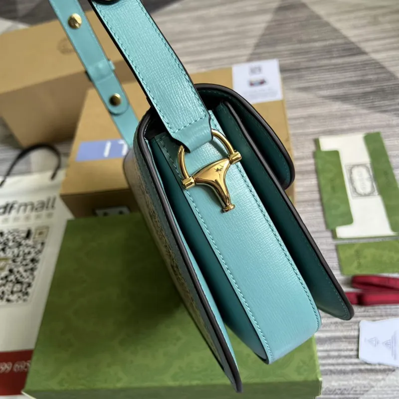 Gucci Horsebit 1955 ramenní taška 602204 Modrá