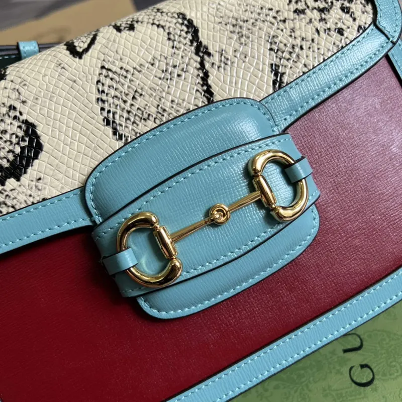 Gucci Horsebit 1955 ramenní taška 602204 Modrá