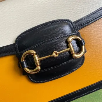 Gucci Horsebit 1955 ramenní taška 602204 žlutá s béžovou