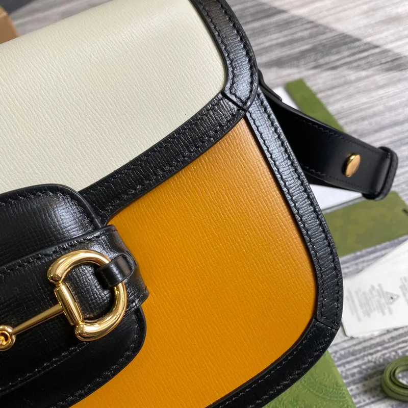 Gucci Horsebit 1955 ramenní taška 602204 žlutá s béžovou