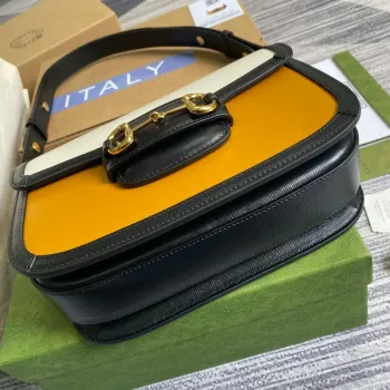 Gucci Horsebit 1955 ramenní taška 602204 žlutá s béžovou
