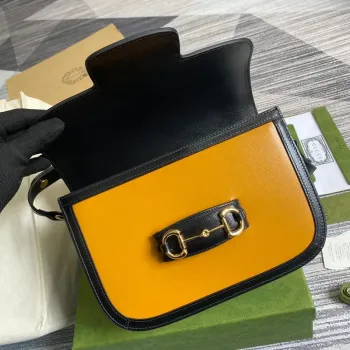 Gucci Horsebit 1955 ramenní taška 602204 žlutá s béžovou