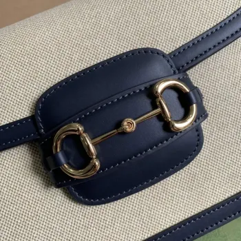 Gucci Horsebit 1955 ramenní taška béžová s černou kůží 602204