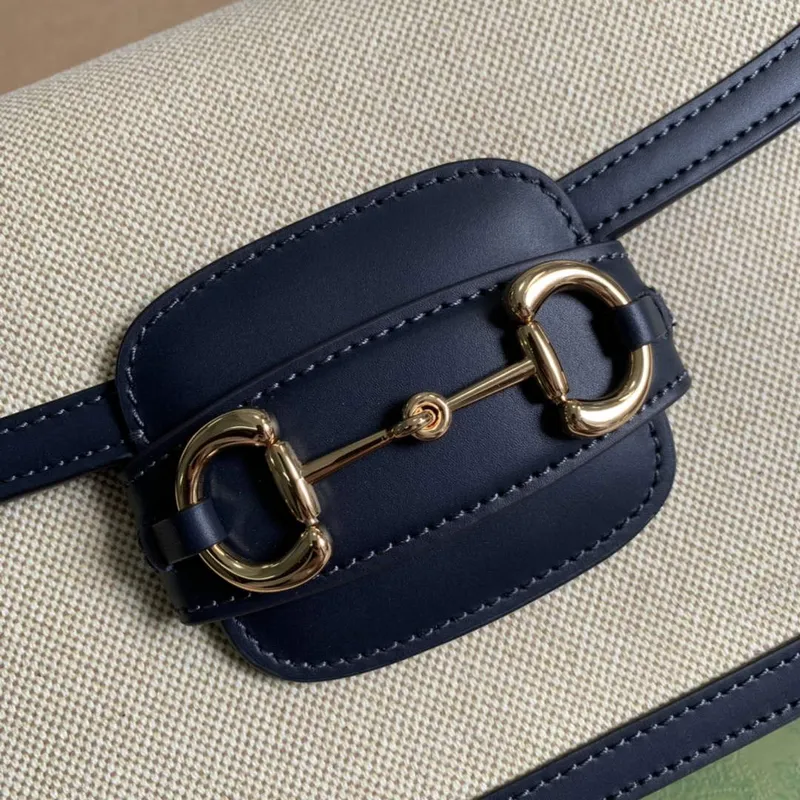 Gucci Horsebit 1955 ramenní taška béžová s černou kůží 602204