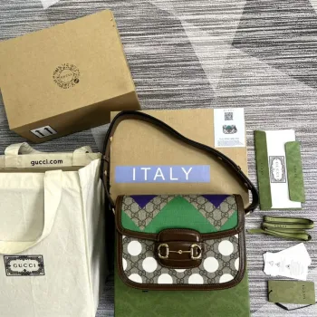 Gucci Horsebit 1955 ramenní taška béžová s hnědou kůží 602204