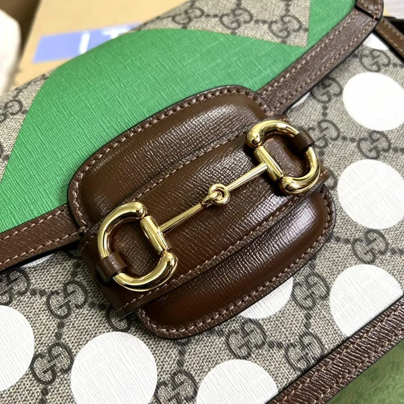 Gucci Horsebit 1955 ramenní taška béžová s hnědou kůží 602204
