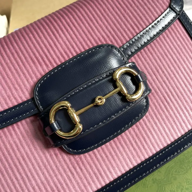 Gucci Horsebit 1955 malá taška 602204 Růžový kordurovým materiálem