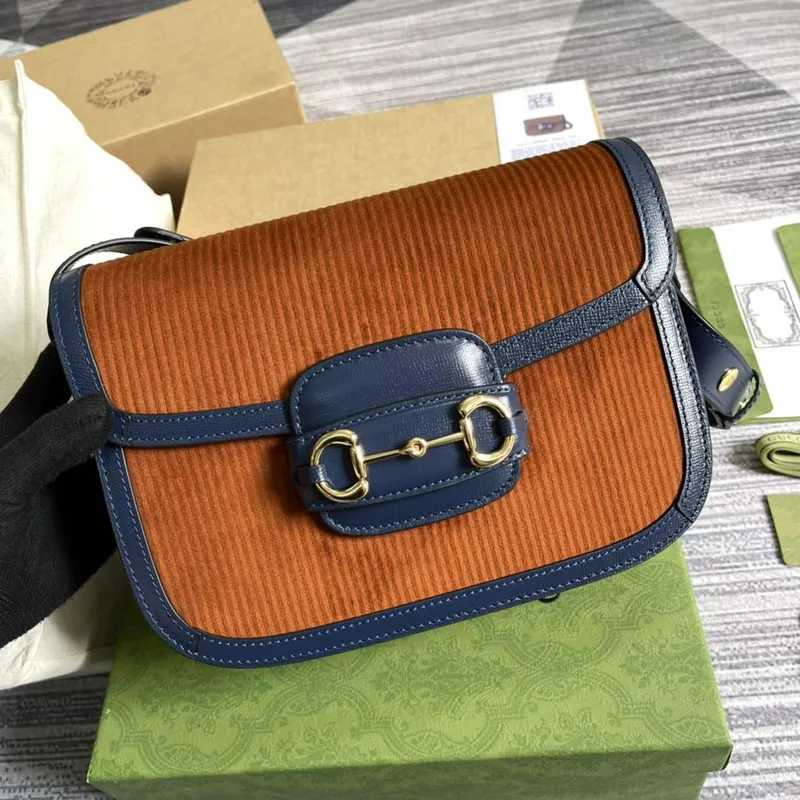 Gucci Horsebit 1955 malá taška 602204 Hnědý kordurovým materiálem