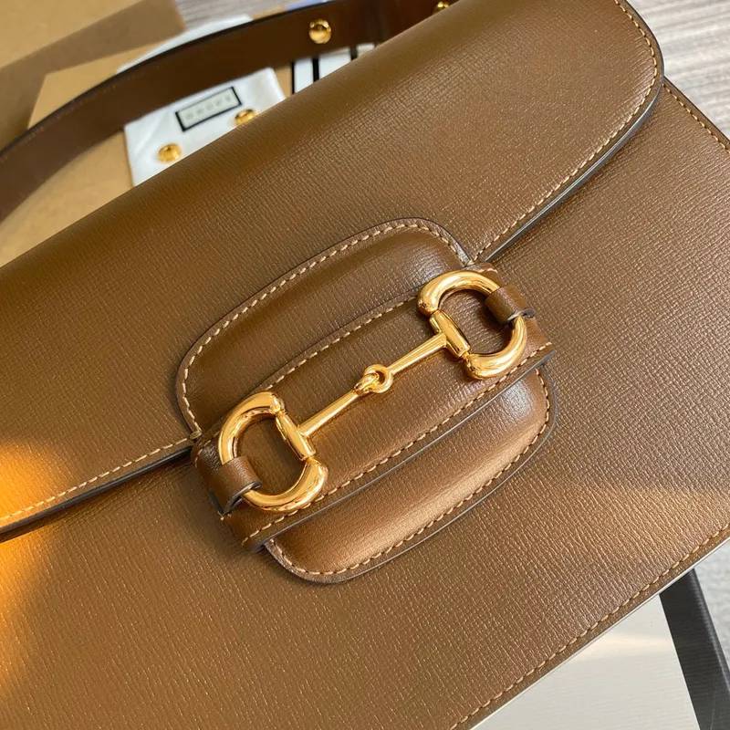 Gucci Horsebit 1955 ramenní taška 602204 Hnědá kůže