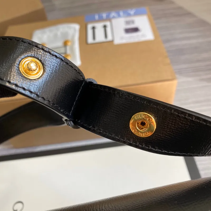 Gucci Horsebit 1955 ramenní taška 602204 Černá kůže