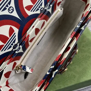 Gucci adidas x Gucci Horsebit 1955 ramenní taška 602204 modrá a červená kůže