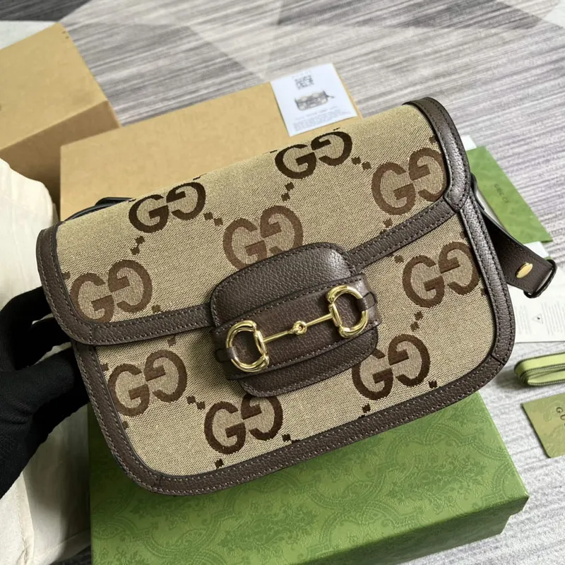 Gucci Horsebit 1955 ramenní taška 602204 hnědá s hnědou kůží