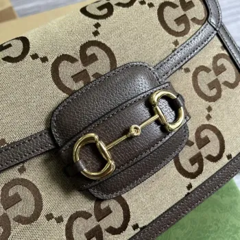 Gucci Horsebit 1955 ramenní taška 602204 hnědá s hnědou kůží