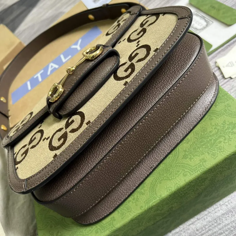 Gucci Horsebit 1955 ramenní taška 602204 hnědá s hnědou kůží