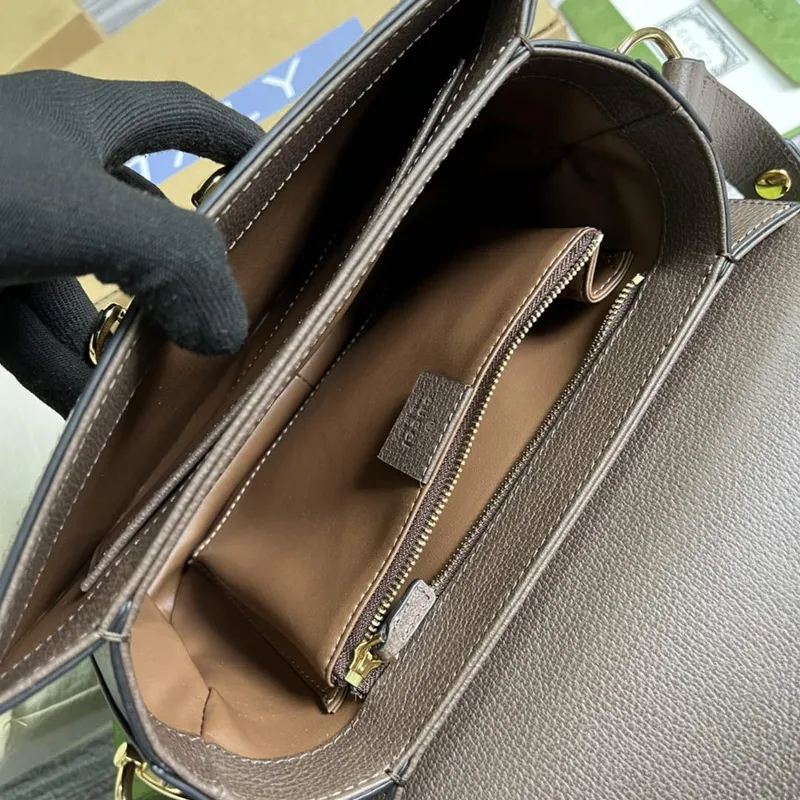 Gucci Horsebit 1955 ramenní taška 602204 hnědá s hnědou kůží