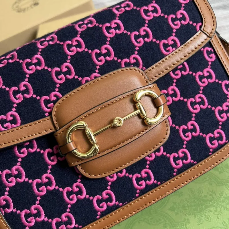 Gucci Horsebit 1955 ramenní taška 602204 švestková s hnědou kůží