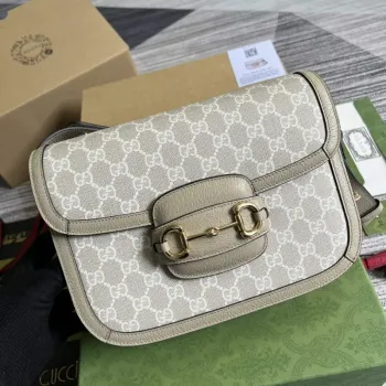 Gucci Horsebit 1955 ramenní taška 602204 béžová s béžovou kůží