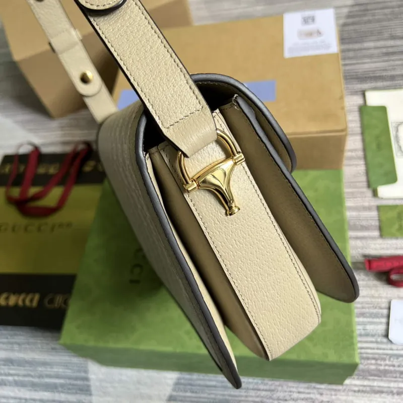 Gucci Horsebit 1955 ramenní taška 602204 béžová s béžovou kůží
