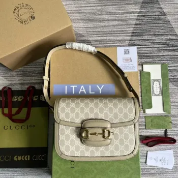 Gucci Horsebit 1955 ramenní taška 602204 béžová s béžovou kůží
