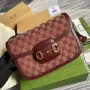 Gucci Horsebit 1955 ramenní taška 602204 Béžová a burgundská Originální GG plátno