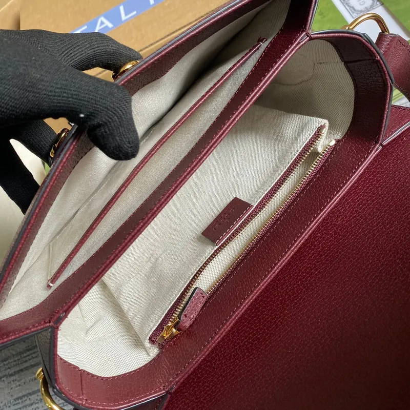 Gucci Horsebit 1955 ramenní taška 602204 Béžová a burgundská Originální GG plátno