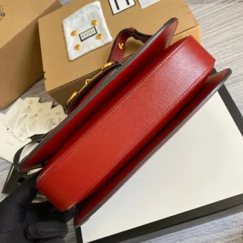 Gucci Horsebit 1955 ramenní taška 602204 béžová s červenou kůží