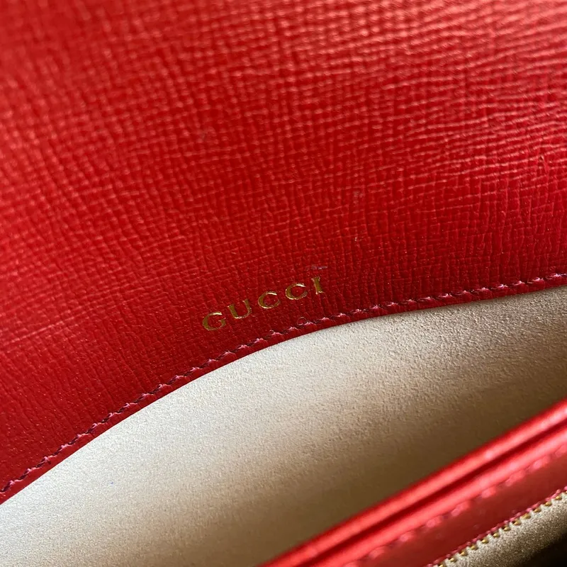 Gucci Horsebit 1955 ramenní taška 602204 béžová s červenou kůží