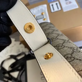 Gucci Horsebit 1955 ramenní taška 602204 béžová s bílou kůží