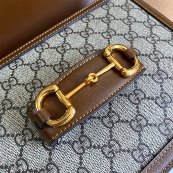 Gucci Horsebit 1955 ramenní taška 602204 Béžová s hnědou kůží