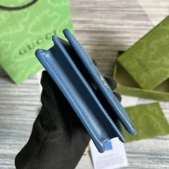 Gucci 466492 GG Marmont pouzdro na karty v modré barvě