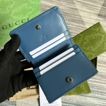 Gucci 466492 GG Marmont pouzdro na karty v modré barvě