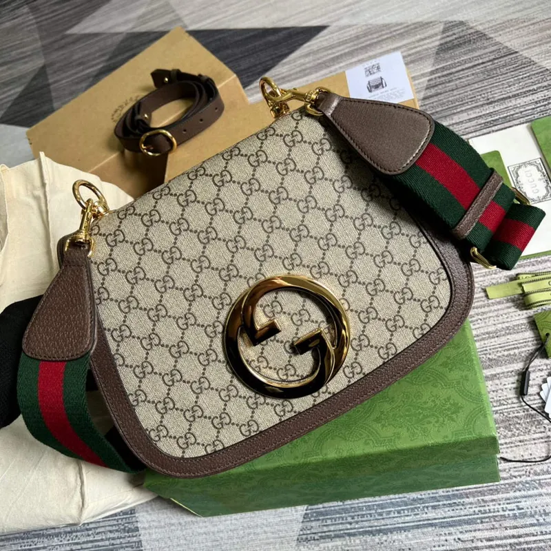 Gucci 699210 Blondie střední kabelka přes rameno Béžová GG Supreme plátno
