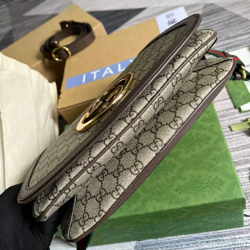 Gucci 699210 Blondie střední kabelka přes rameno Béžová GG Supreme plátno