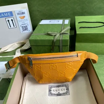 Gucci 658582 GG embosovaná taška přes pás Žlutá GG embosovaná kůže