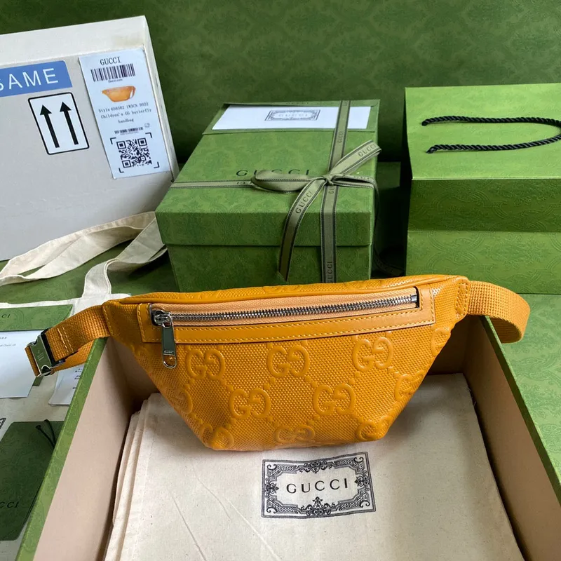 Gucci 658582 GG embosovaná taška přes pás Žlutá GG embosovaná kůže