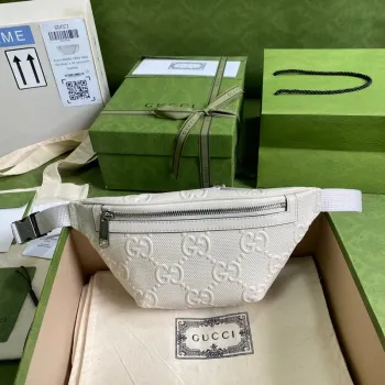 Gucci 658582 GG embosovaná taška přes rameno Bílá GG embosovaná kůže