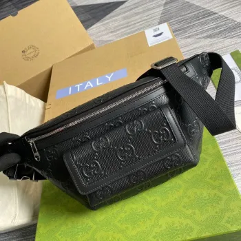 Gucci 645093 GG embosovaná taška přes rameno Černá GG embosovaná kůže