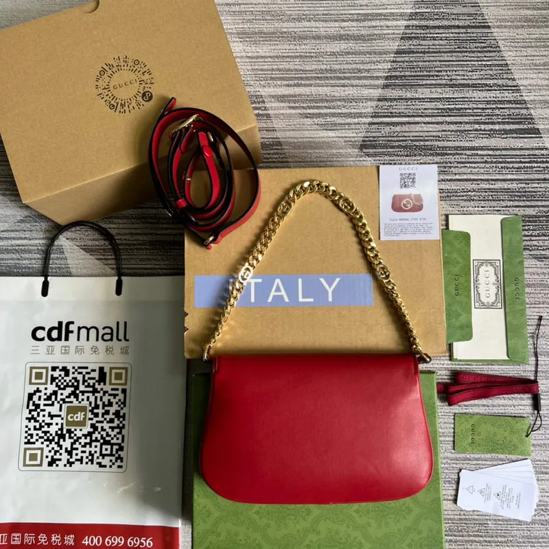 Gucci 699268 Blondie kabelka přes rameno červená kůže