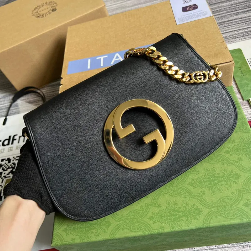 Gucci 699268 Blondie ramenní taška černá kůže