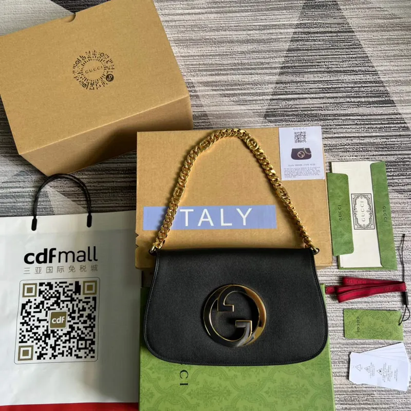 Gucci 699268 Blondie ramenní taška černá kůže