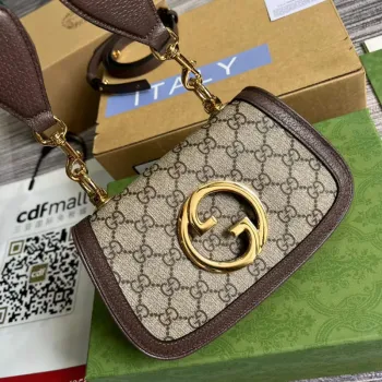 Gucci 698643 Blondie mini taška v hnědé kůži GG