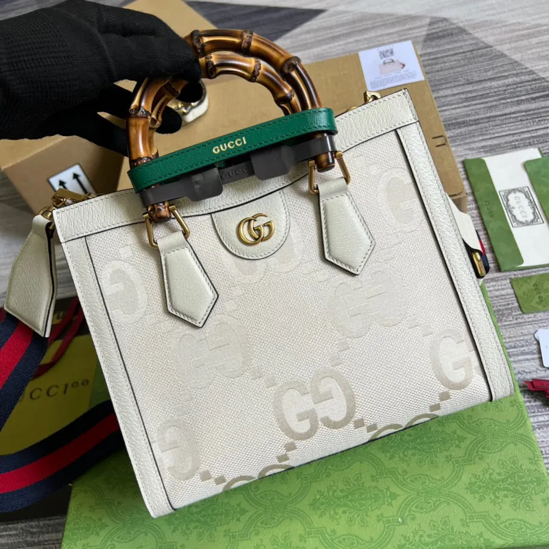 Gucci 702721 Diana Malá Taška Tote GG bílá kůže