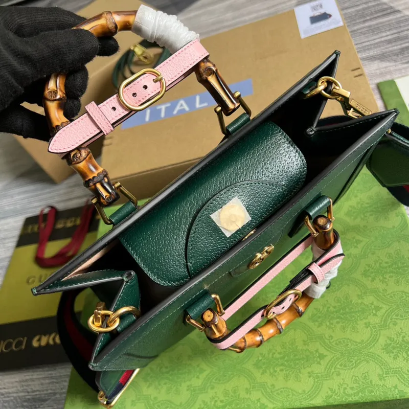 Gucci 702721 Diana Malá Taška přes Rameno Zelená Kůže